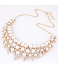 Pearl and Rhinestone Inlaid Collar Fashion Costume Necklace