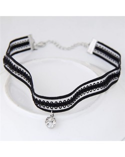 Shining Gem Decorated Lace Band Fashion Necklace