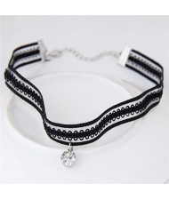 Shining Gem Decorated Lace Band Fashion Necklace