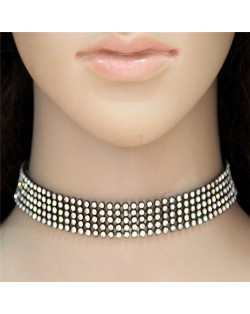 Shining Rhinestone Inlaid Simple Fashion Choker Costume Necklace - Black