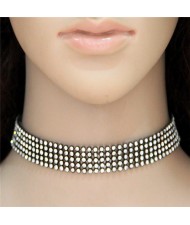 Shining Rhinestone Inlaid Simple Fashion Choker Costume Necklace - Black
