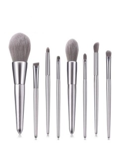 8 pcs Elegant Silver Color Handle Fashion Makeup Brushes Set