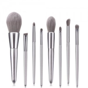 8 pcs Elegant Silver Color Handle Fashion Makeup Brushes Set