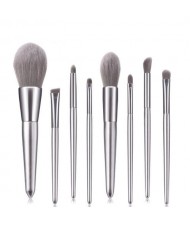 8 pcs Elegant Silver Color Handle Fashion Makeup Brushes Set