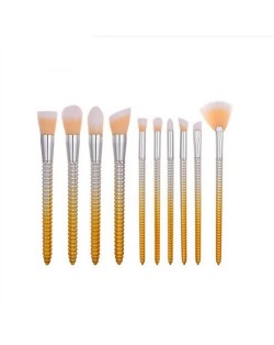 10 pcs Screw Design Handle Fashion Makeup Brushes Set - Yellow