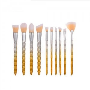 10 pcs Screw Design Handle Fashion Makeup Brushes Set - Yellow