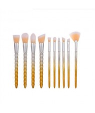 10 pcs Screw Design Handle Fashion Makeup Brushes Set - Yellow