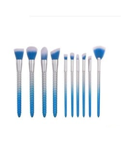 10 pcs Screw Design Handle Fashion Makeup Brushes Set - Blue