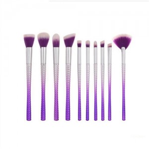 10 pcs Unique Spiral Design Handle Purple Fashion Makeup Brushes Set