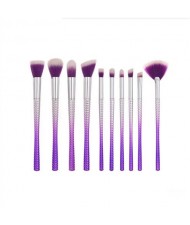 10 pcs Unique Spiral Design Handle Purple Fashion Makeup Brushes Set