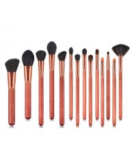 14 pcs Apricot Wooden Handle High Fashion Makeup Brushes Set