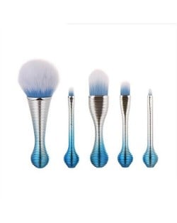 5 pcs Helicoidal Short Handle Design Blue Fashion Makeup Brushes Set