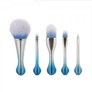 5 pcs Helicoidal Short Handle Design Blue Fashion Makeup Brushes Set