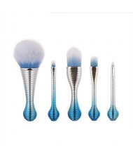 5 pcs Helicoidal Short Handle Design Blue Fashion Makeup Brushes Set