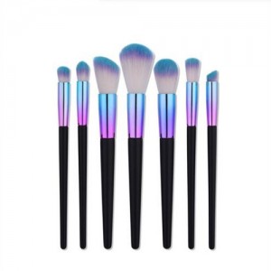7 pcs Wooden and Metallic Pipe Combo Purple Fashion Makeup Brushes Set