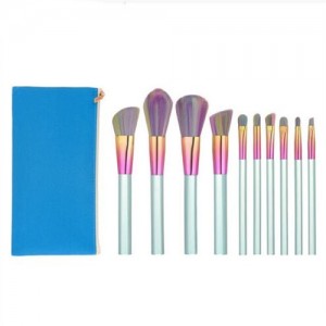 10 pcs Column Handle Design High Fashion Makeup Brushes Set - Blue