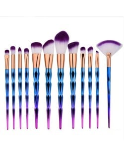 12 pcs Diamonds Style Knot Handle Purple Fashion Makeup Brushes Set