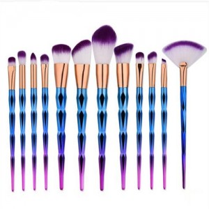 12 pcs Diamonds Style Knot Handle Purple Fashion Makeup Brushes Set