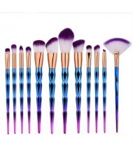 12 pcs Diamonds Style Knot Handle Purple Fashion Makeup Brushes Set