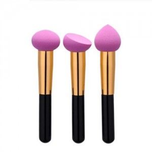 3 pcs Wooden and Alloy Pipe Combo Short Handle Fashion Makeup Brushes Set - Violet