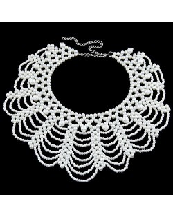 Weaving Pearls Sweet Collar Design Fashion Necklace