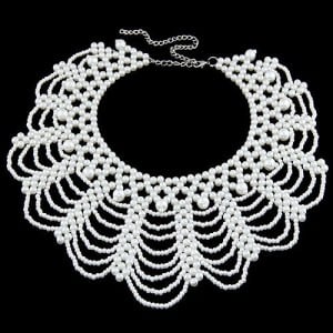 Weaving Pearls Sweet Collar Design Fashion Necklace