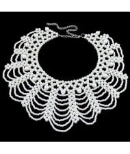 Weaving Pearls Sweet Collar Design Fashion Necklace