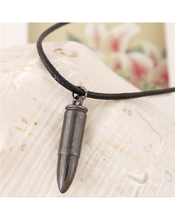 Bullet Pendant Leather Rope Fashion Necklace - Vintage Black
