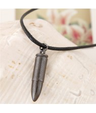 Bullet Pendant Leather Rope Fashion Necklace - Vintage Black