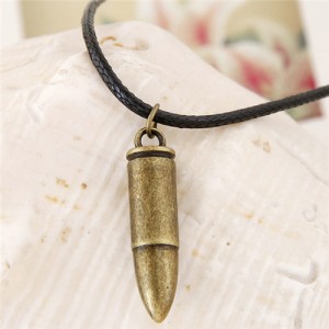 Bullet Pendant Leather Rope Fashion Necklace - Vintage Copper