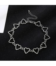 High Fashion Linked Hoops Design Choker Costume Necklace - Silver