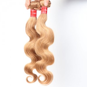 3 Bundles 100% Human Hair Color 27 Body Wave Brazilian Virgin Hair Weaves/ Wefts