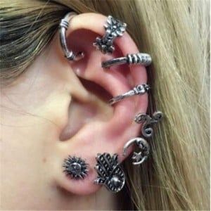 Sun Moon and Palm 8 pcs High Fashion Earrings Combo Set