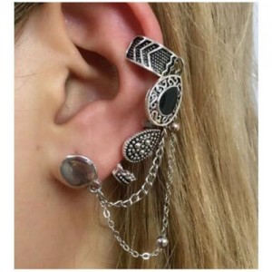 Crown and Waterdrops Theme 4 pcs Combo Asymmetric Fashion Earrings