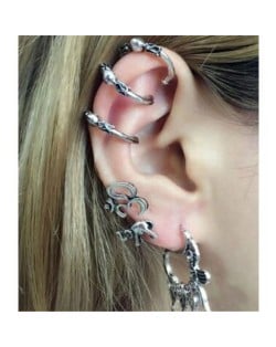 Star Bowknots and Waterdrops Combo Punk Fashion Asymmetric Earrings
