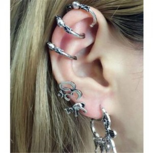 Star Bowknots and Waterdrops Combo Punk Fashion Asymmetric Earrings