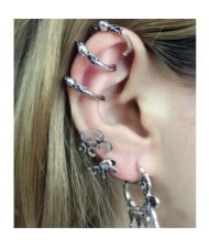 Star Bowknots and Waterdrops Combo Punk Fashion Asymmetric Earrings