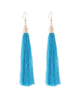 Graceful Cotton Threads Tassel Design Fashion Earrings - Sky Blue