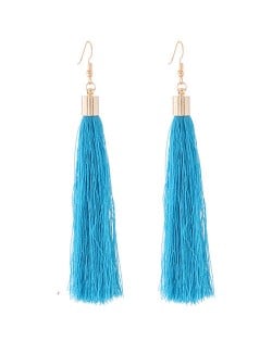 Graceful Cotton Threads Tassel Design Fashion Earrings - Sky Blue