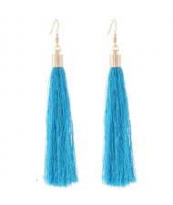Graceful Cotton Threads Tassel Design Fashion Earrings - Sky Blue