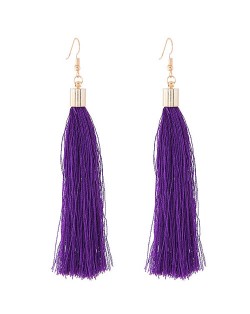 Graceful Cotton Threads Tassel Design Fashion Earrings - Violet