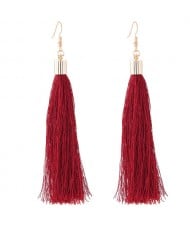 Graceful Cotton Threads Tassel Design Fashion Earrings - Wine Red