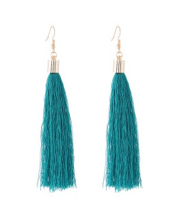 Graceful Cotton Threads Tassel Design Fashion Earrings - Teal