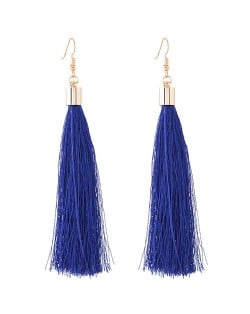Graceful Cotton Threads Tassel Design Fashion Earrings - Blue
