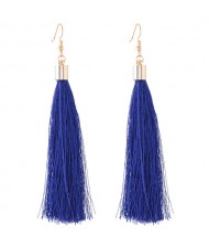 Graceful Cotton Threads Tassel Design Fashion Earrings - Blue