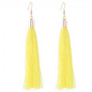 Graceful Cotton Threads Tassel Design Fashion Earrings - Yellow