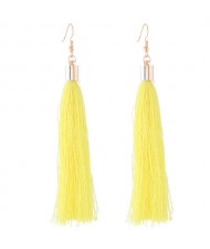 Graceful Cotton Threads Tassel Design Fashion Earrings - Yellow