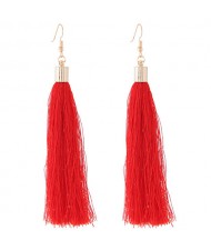Graceful Cotton Threads Tassel Design Fashion Earrings - Red