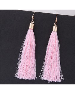 Graceful Cotton Threads Tassel Design Fashion Earrings - Pink