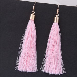 Graceful Cotton Threads Tassel Design Fashion Earrings - Pink